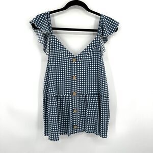 Belle BELLDINI Designer Blue White Gingham Check - Wizard of OZ Top XL